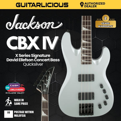 Jackson Signature David Ellefson Concert Bass CBX IV Guitar, Laurel FB, Quicksilver
