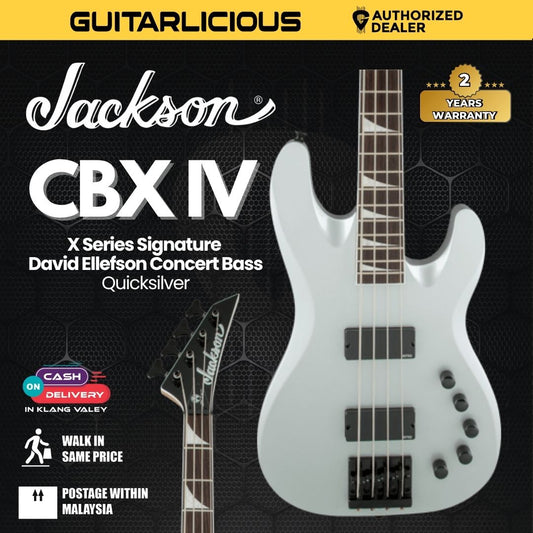 Jackson Signature David Ellefson Concert Bass CBX IV Guitar, Laurel FB, Quicksilver