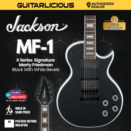 Jackson Signature Marty Friedman MF-1 Electric Guitar, Laurel FB, Gloss Black w/White Bevels