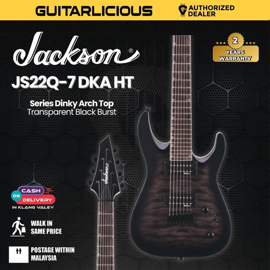 Jackson JS Series Dinky Arch Top JS22Q-7 DKA HT Electric Guitar Amaranth FB, Transparent Black Burst