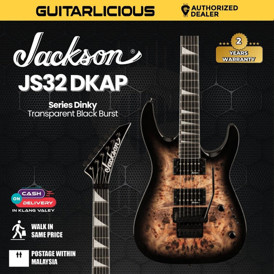 Jackson JS Series Dinky JS32 DKAP Electric Guitar, Amaranth FB, Transparent Black Burst
