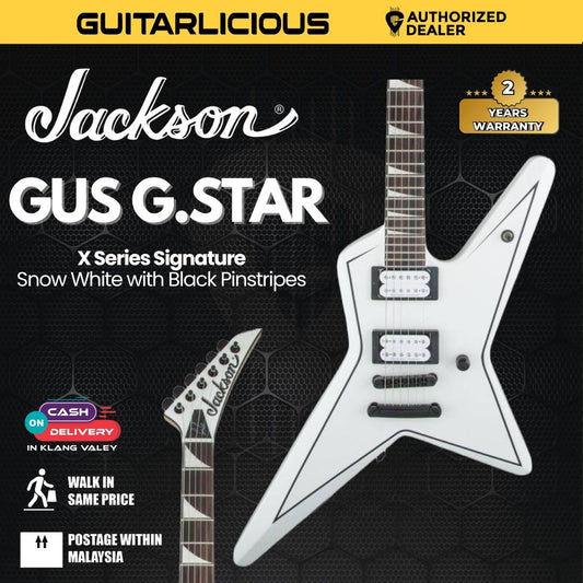 Jackson X Series Gus G. Signature Star Electric Guitar, Snow White w/ Black Pinstripes