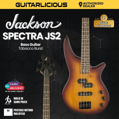 Jackson JS Series Spectra JS2 Bass Guitar, Laurel FB, Tobacco Burst
