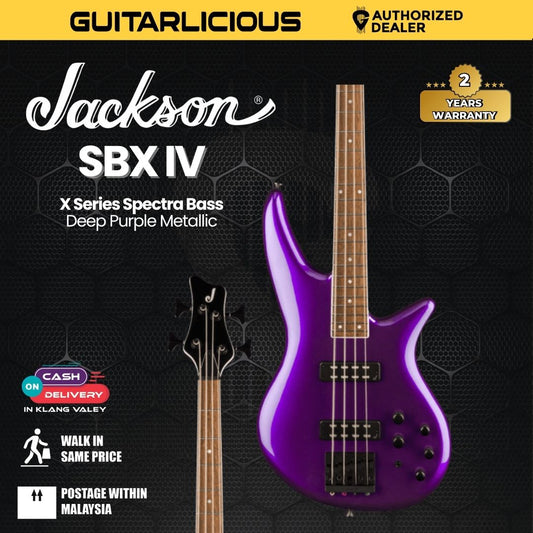 Jackson X Series Spectra IV Bass Guitar, Laurel FB, Deep Purple Metallic