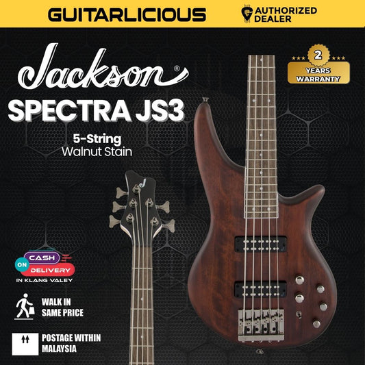 Jackson JS Series Spectra JS3 5-String Bass Guitar, Laurel FB, Walnut Stain