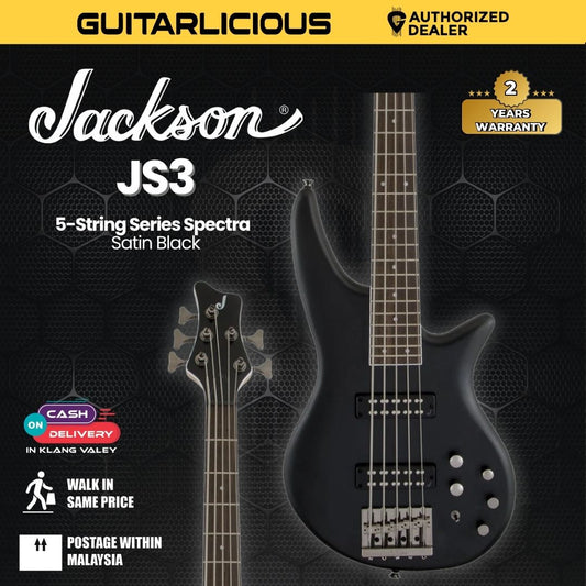 Jackson JS Series Spectra JS3 5-String Bass Guitar, Laurel FB, Satin Black