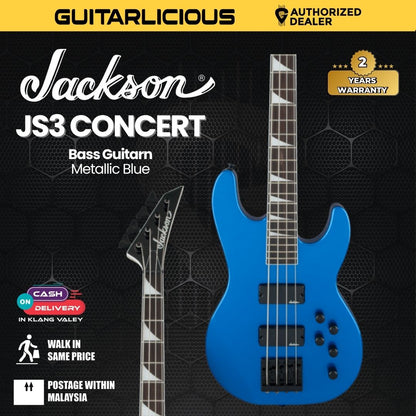 Jackson JS Series Concert Bass JS3 Guitar, Amaranth FB, Metallic Blue