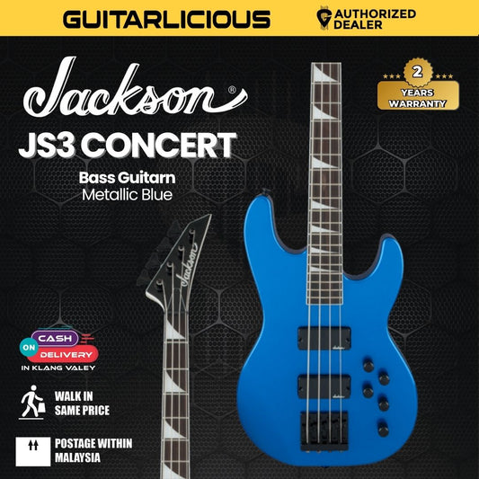 Jackson JS Series Concert Bass JS3 Guitar, Amaranth FB, Metallic Blue