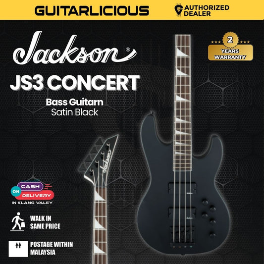 Jackson JS Series Concert Bass JS3 Guitar, Amaranth FB, Satin Black