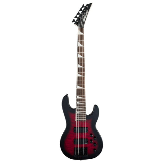 Jackson JS Series Concert Bass JS3VQ Guitar, Amaranth FB, Transparent Red Burst