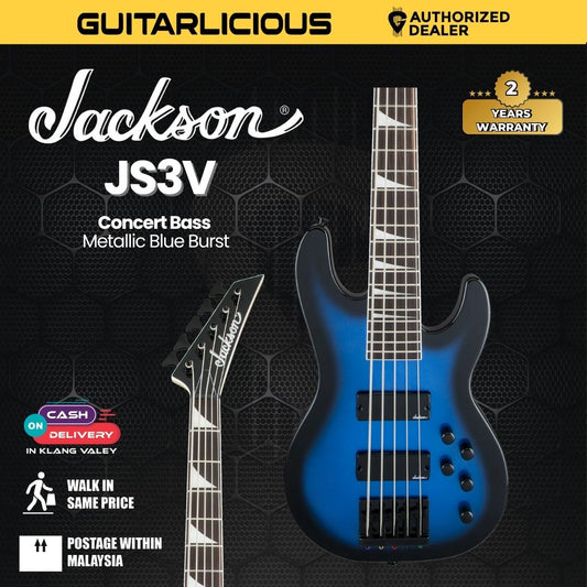 Jackson JS Series Concert Bass JS3V Guitar, Amaranth FB, Metallic Blue Burst