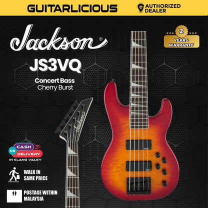 Jackson JS Series Concert Bass JS3VQ Guitar, Amaranth FB, Cherry Burst
