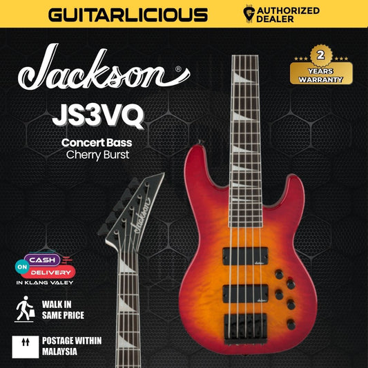 Jackson JS Series Concert Bass JS3VQ Guitar, Amaranth FB, Cherry Burst