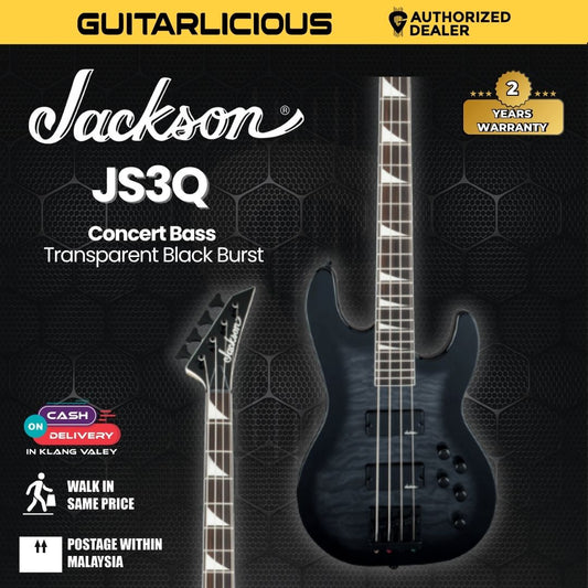 Jackson JS Series Concert Bass JS3Q Guitar, Amaranth FB, Transparent Black Burst
