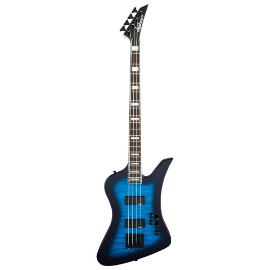 Jackson JS Series Kelly Bird Bass JS3Q Guitar, Amaranth FB, Transparent Blue Burst