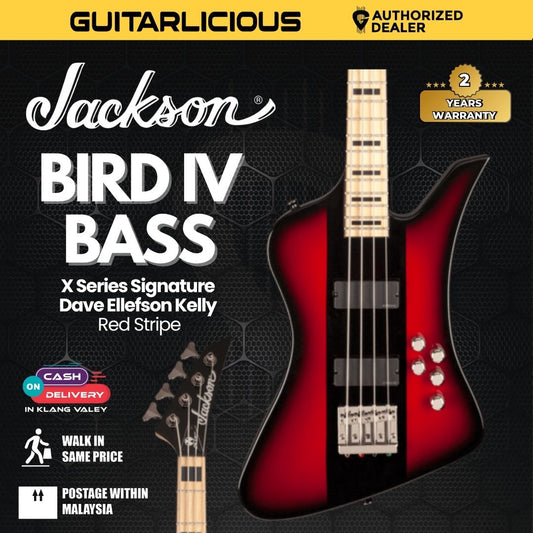 Jackson X Series Signature Dave Ellefson Kelly Bird IV Bass Electric Guitar, Maple FB, Red Stripe