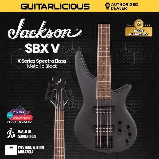 Jackson X Series Spectra SBX 5-String Bass Guitar, Metallic Black