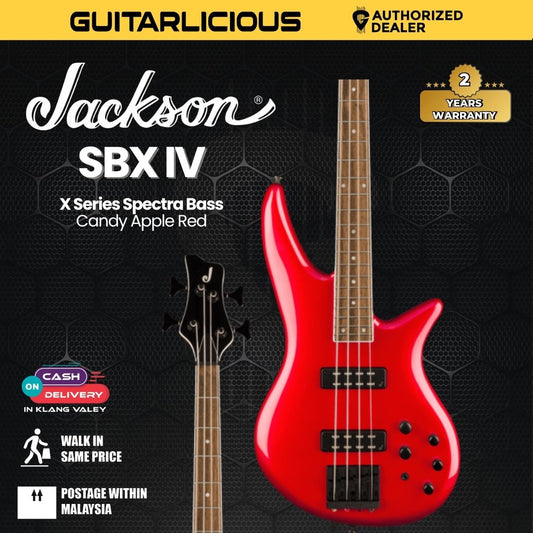 Jackson X Series Spectra IV Bass Guitar, Laurel FB, Candy Apple Red