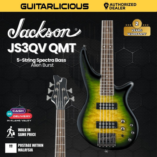 Jackson JS Series Spectra Bass JS3QV QMT 5-String Electric Bass Guitar, Alien Burst