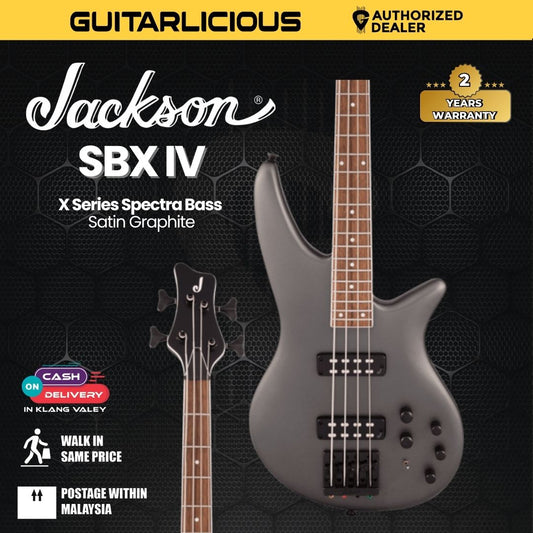 Jackson X Series Spectra SBX 4-String Bass Guitar, Laurel FB, Satin Graphite