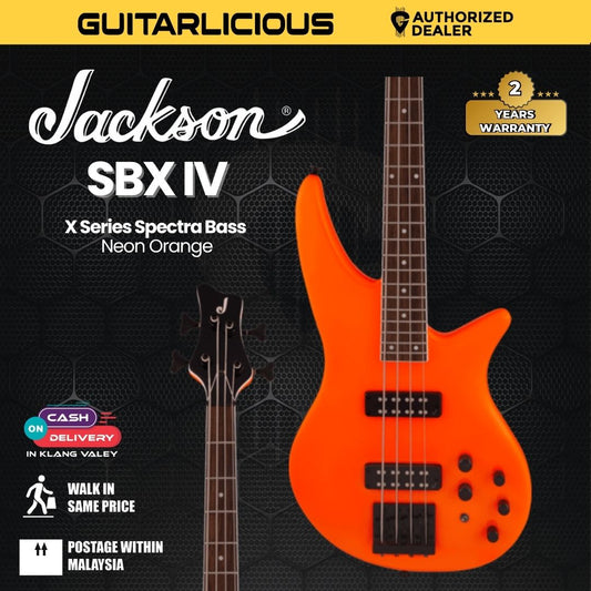 Jackson X Series Spectra SBX 4-String Bass Guitar, Laurel FB, Neon Orange