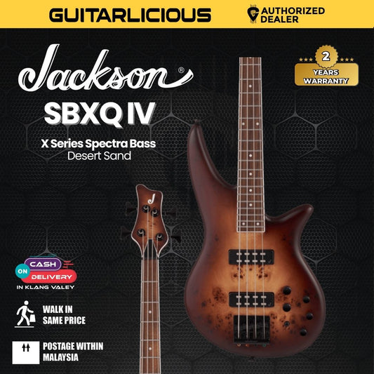 Jackson X Series Spectra Bass SBXP IV Electric Bass Guitar, Laurel FB, Desert Sand