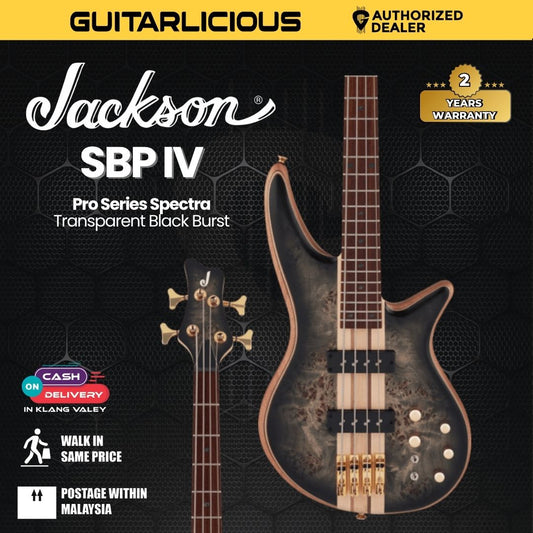 Jackson Pro Series Spectra SBP IV Bass Guitar, Caramelized Jatoba FB, Transparent Black Burst (PRE-ORDER)