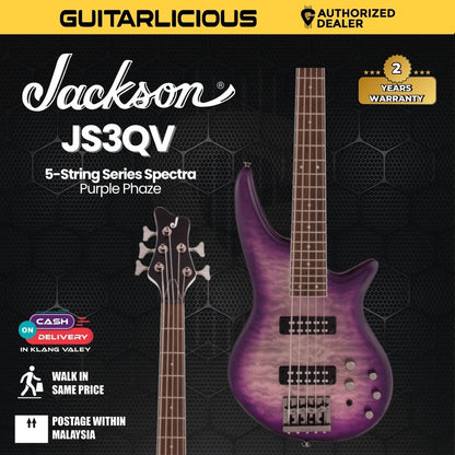 Jackson JS Series Spectra JS3QV 5-String Bass Guitar, Laurel FB, Purple Phaze