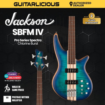 Jackson Pro Series Spectra Bass SBFM IV Bass Guitar, Jatoba FB, Chlorine Burst