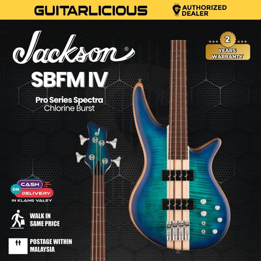 Jackson Pro Series Spectra Bass SBFM IV Bass Guitar, Jatoba FB, Chlorine Burst