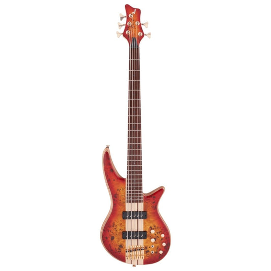 Jackson Pro Series Spectra SBP V Bass Guitar, Caramelized Jatoba FB, Transparent Cherry Burst