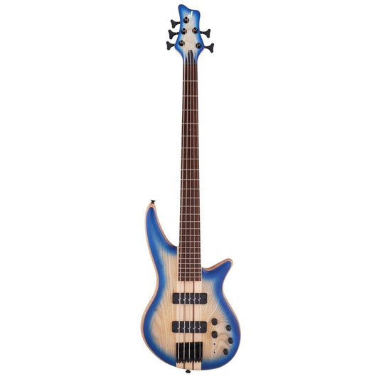 Jackson Pro Series Spectra SBP V Bass Guitar, Caramelized Jatoba FB, Transparent Blue Burst