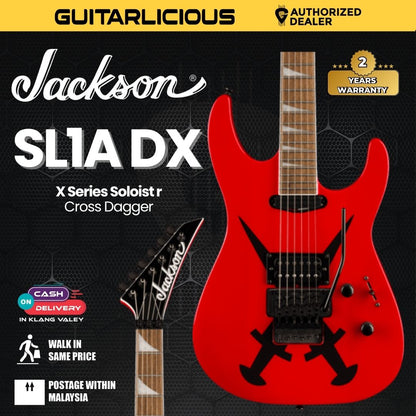 Jackson X Series Soloist SL1A DX Electric Guitar, Laurel FB, Red Cross Daggers