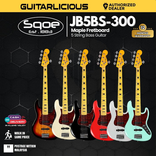 SQOE 5 Strings Jazz Bas Guitar, Maple Fretboard - ( JB5BS-300, SB-JB5BS-300 / JB5BS )