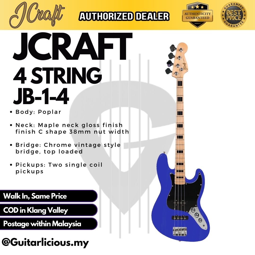 JCRAFT 4 String Jazz Bass Electric Guitar ( JCraft / JB14 / JB-1-4 )