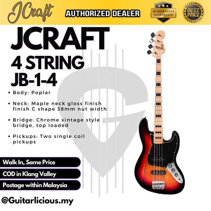 JCRAFT 4 String Jazz Bass Electric Guitar ( JCraft / JB14 / JB-1-4 )