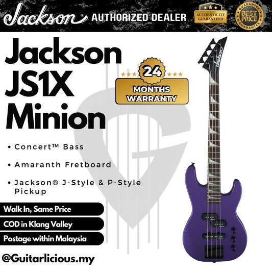 Jackson JS Series Concert Bass Minion JS1X Guitar, Amaranth FB - Pavo Purple