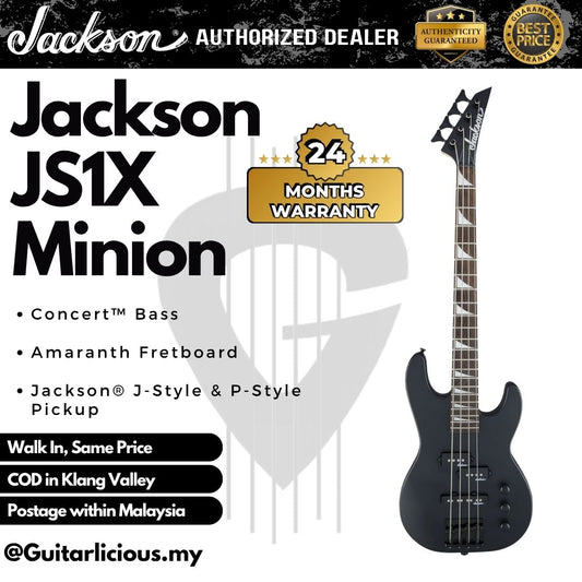 Jackson JS Series Concert Bass Minion JS1X Guitar, Amaranth FB - Satin Black