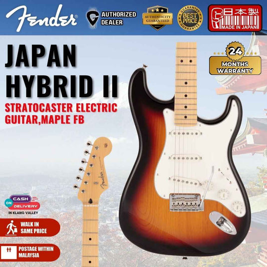 Fender Japan Hybrid II Stratocaster Electric Guitar, Maple FB, 3-Color Sunburst