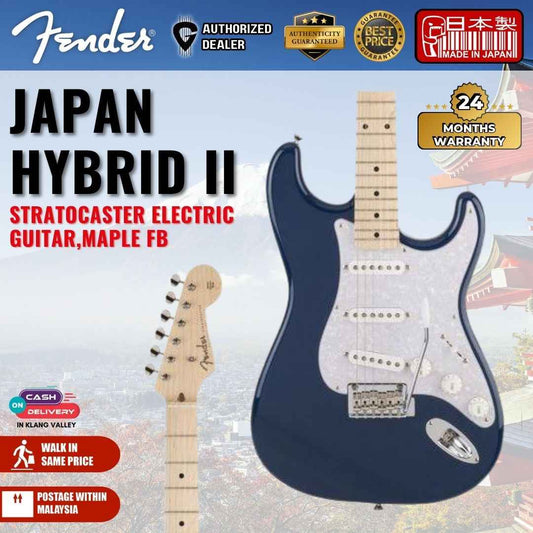 Fender Japan Hybrid II Stratocaster Electric Guitar, Maple FB, Indigo Transparent