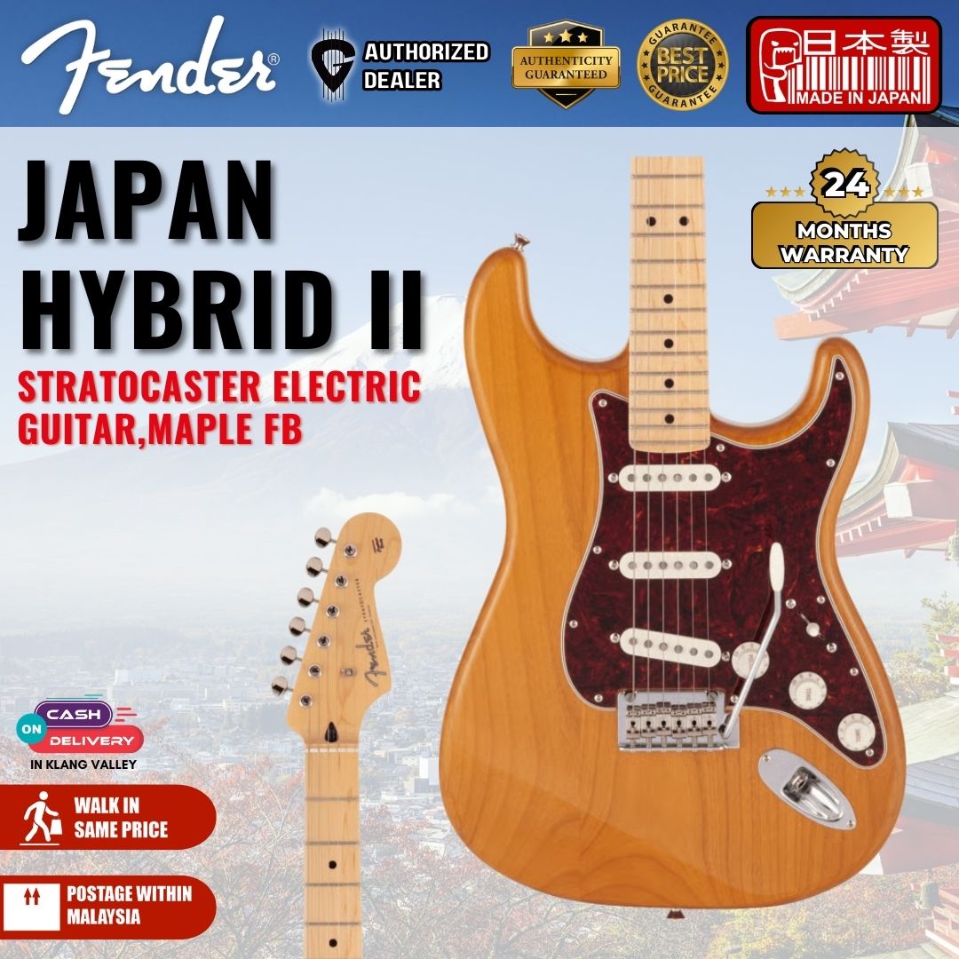 Fender Japan Hybrid II Stratocaster Electric Guitar, Maple FB, Vintage Natural