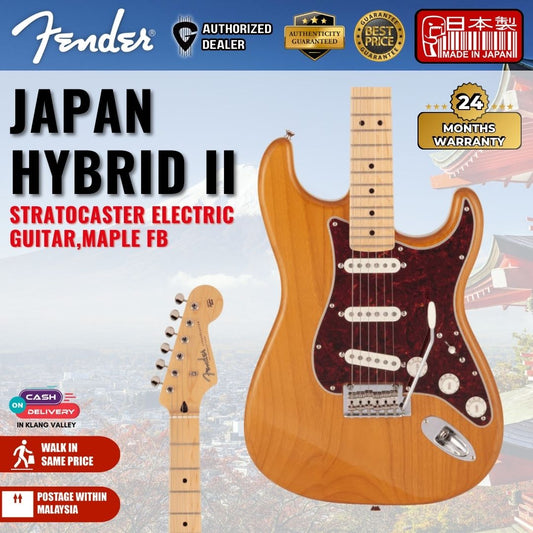 Fender Japan Hybrid II Stratocaster Electric Guitar, Maple FB, Vintage Natural