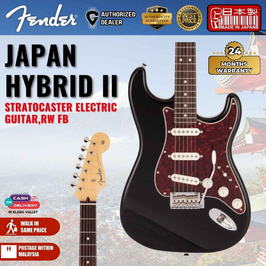 Fender Japan Hybrid II Stratocaster Electric Guitar, RW FB, Black