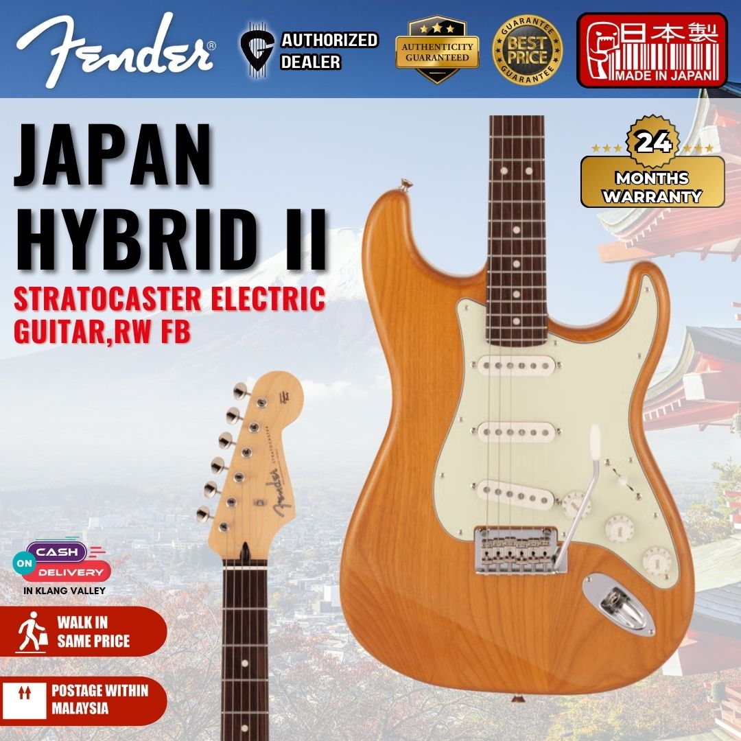 Fender Japan Hybrid II Stratocaster Electric Guitar, RW FB, Vintage Natural