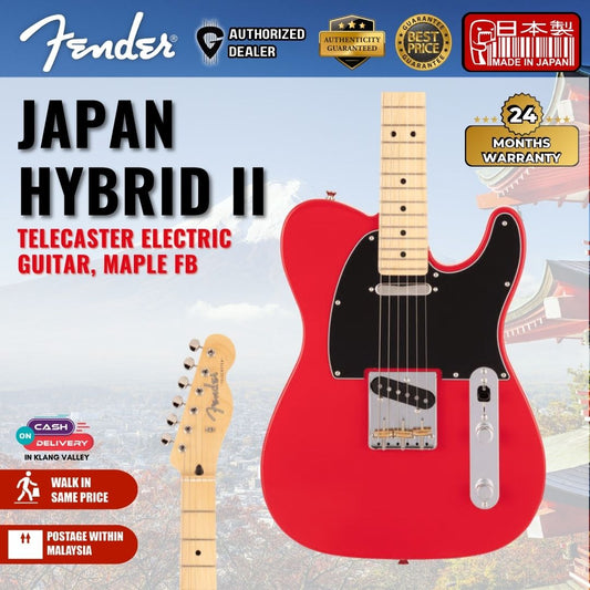 Fender Japan Hybrid II Telecaster Electric Guitar, Maple FB, Modena Red