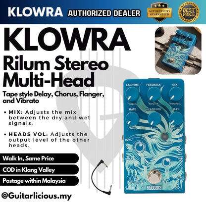 Klowra Rilum Stereo Multi-Head Tape style Delay, Chorus, Flanger, and Vibrato - KBS-05