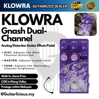 Klowra Gnash Dual-Channel Analog Distortion Guitar Effects Pedal -  KBS-11