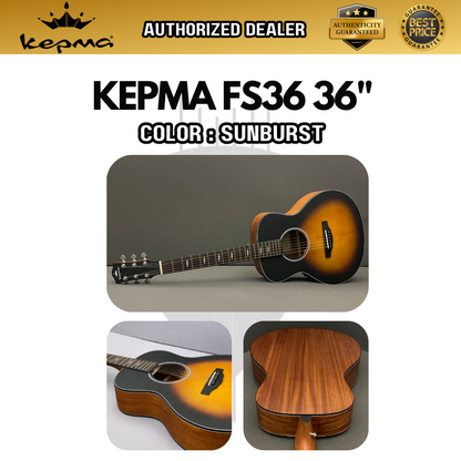 KEPMA FS36 Elite Series 36 inch (3/4) Travel Solid Top Acoustic Guitar ( FS-36 / FS 36 / 36" )