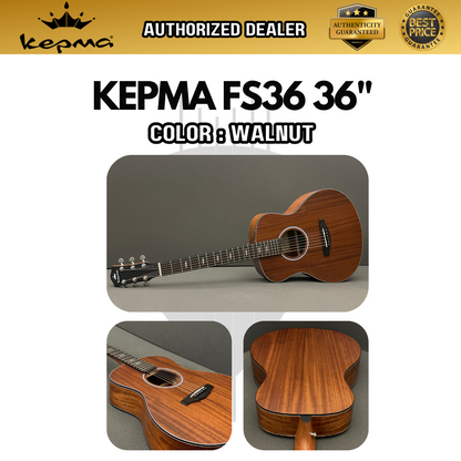 KEPMA FS36 Elite Series 36 inch (3/4) Travel Solid Top Acoustic Guitar ( FS-36 / FS 36 / 36" )