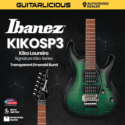 Ibanez KIKOSP3 Kiko Loureiro Signature Kiko Series Electric Guitar - Transparent Emerald Burst (PRE-ORDER)